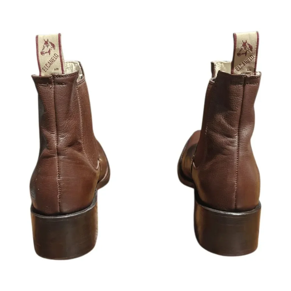 EL CANELO Brown Studded Pull-On Ankle Boot Size 7